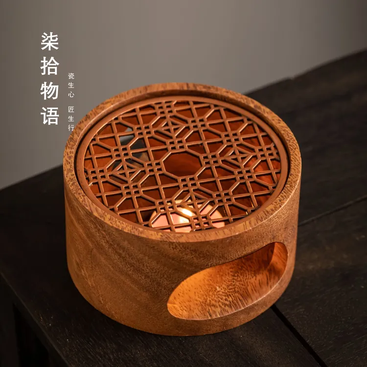 胡桃木温茶炉蜡烛加热保温中式小茶炉提香温茶器暖茶炉复古家用