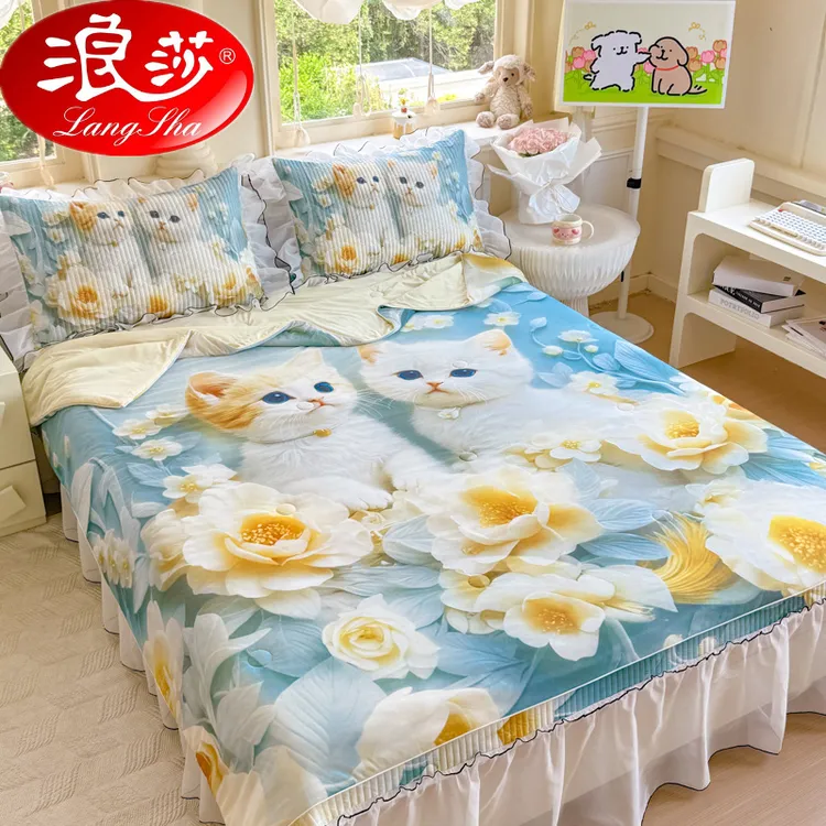 浪莎2025春夏新款5D大版床盖凉感丝夏被夏凉被空调被四件套可机洗