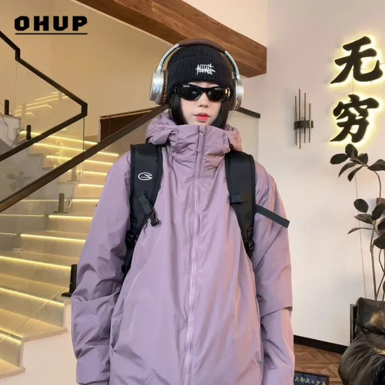 OHUP男士户外秋冬轻量化棉服登山服休闲棉衣情侣保暖加绒加厚外套