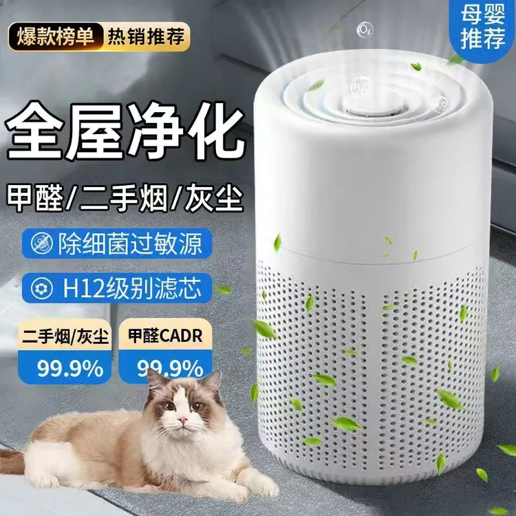 2025爆款空气净化器家用孕妇卧室室内除烟负离子吸猫毛除醛净化机