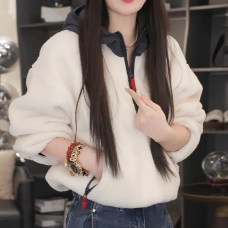 【星绯轻曳】冬季新款时尚摇粒绒休闲卫衣帽衫LK2508392