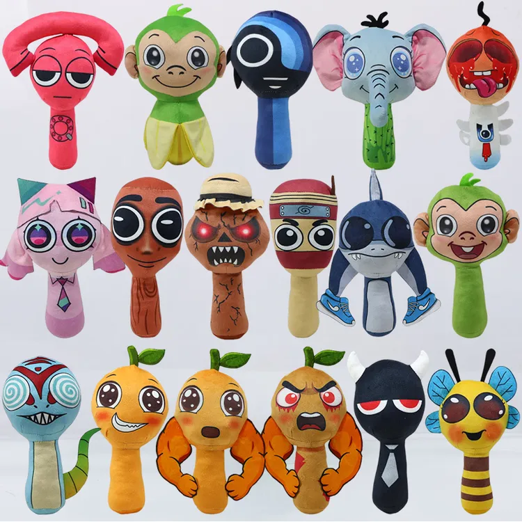 sprunki节奏盒子AI山海经结合版毛绒玩具创意抽象木棍人公仔娃娃2