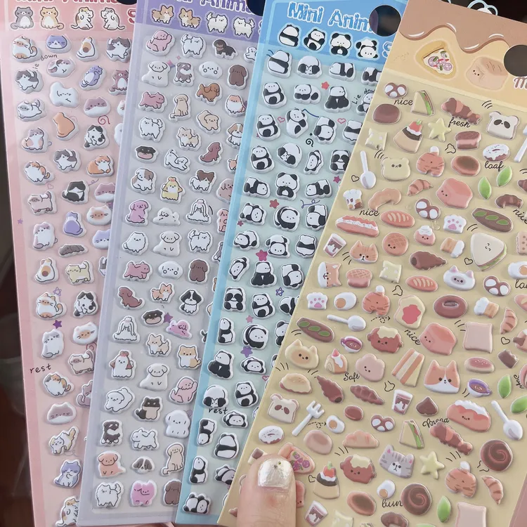 萌宠动物立体卡通泡泡贴手账ins贴纸防水猫咪ccd手机diy贴画