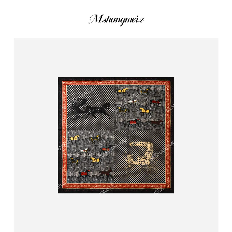 M.SHANGMEI.Z/沐熙美大哥法式高级轻薄百搭复古印花丝巾X072689