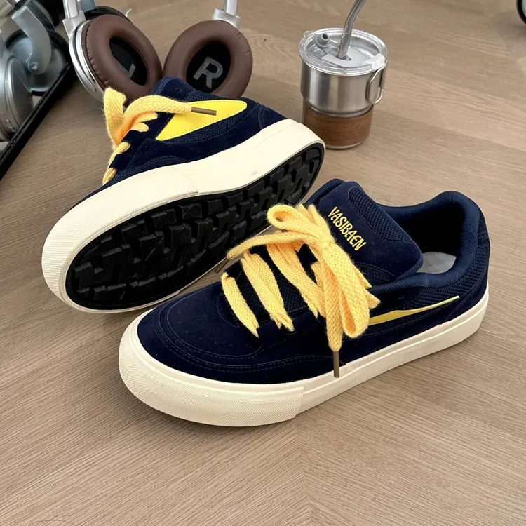 原创设计拼色男款鞋子2025新款秋季面包男鞋小众厚底痞帅多巴胺鞋