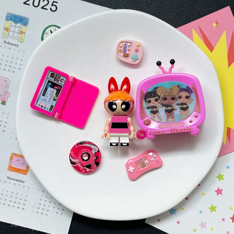 洞洞鞋配饰飞天小女警可爱甜酷粉色系鞋花适配Crocs鞋扣高级感Diy