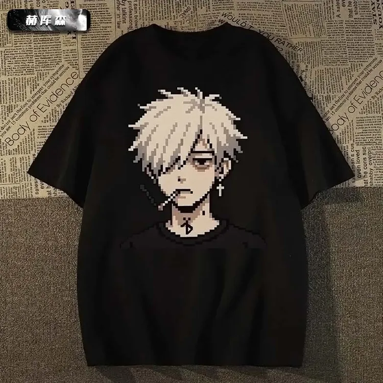 赫库森2025夏季新款创意百搭男士宽松短袖T恤衫ins纯棉透气短袖