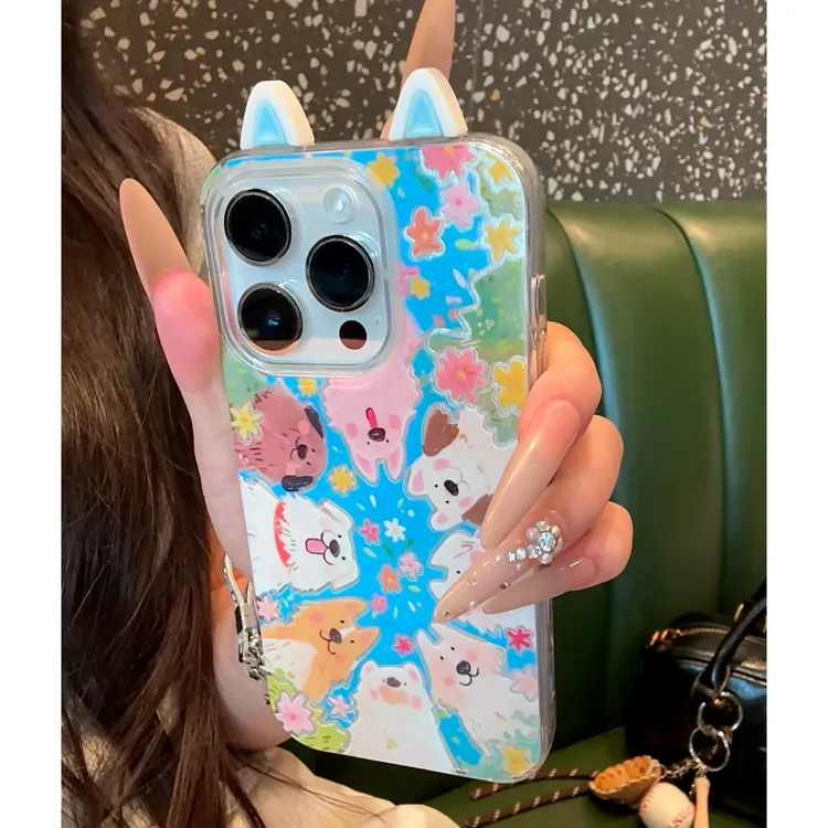 雅天立春日花朵狗狗适用iPhone16/13苹果手机壳华为vivo小米oppo