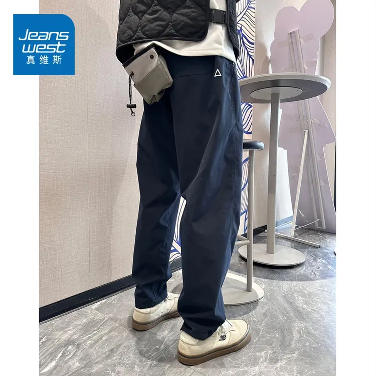 真维斯新款机能小三角白标宽松锥形休闲裤美式工装长裤男款休闲裤