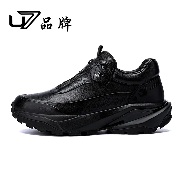 U7品牌男鞋 头层牛皮 新款时尚旋转扣百搭男士轻奢潮流运动休闲鞋