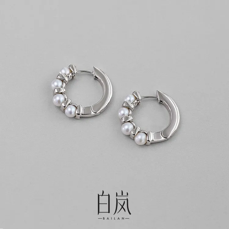 白岚间珠珍珠耳环女时尚气质耳钉2025新款耳饰设计感耳扣款ED3295