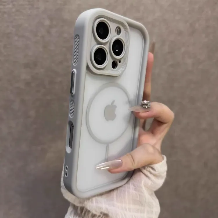 简约纯色透明磁吸适用苹果16promax手机壳iPhone15新款14天使眼13