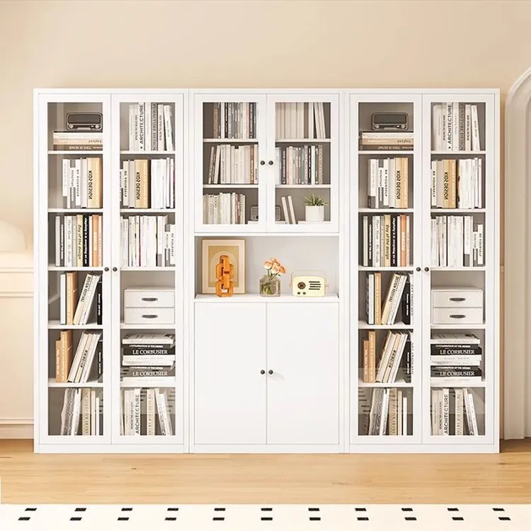 家用书柜铁艺玻璃门展示柜阳台柜文件柜收纳柜储物柜北欧书架酒柜