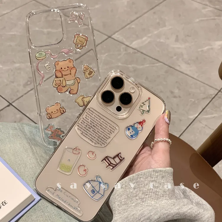 一壳所不发黄手机壳DIY透明适用苹果iPhone16硬壳ins风贴纸15超薄