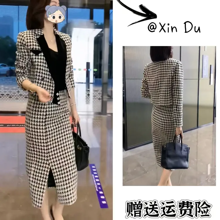 2025秋季新款时尚显瘦气质女士网红洋气两件套百搭款D23248