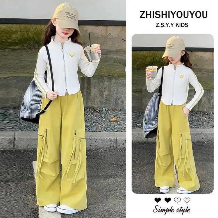 女童套装秋装2025新款女大童休闲搭配一整套儿童春秋工装裤两件套