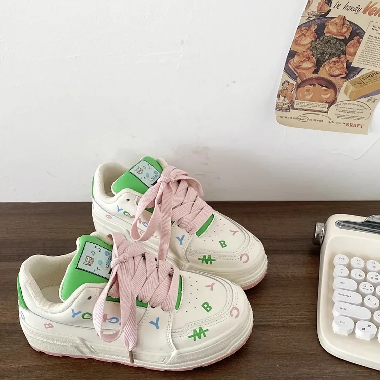 【GC】多巴胺涂鸦小白鞋女2025春季新款厚底增高休闲板鞋W