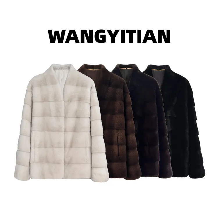 王一甜 tian｜1957 进口丹麦紫金短二小母貂横排 v 领廓形大衣女