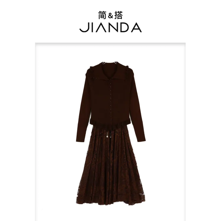简&搭【千屿Sheila】“金枝玉叶”马夹连衣裙套装253-TZ/1010-0120