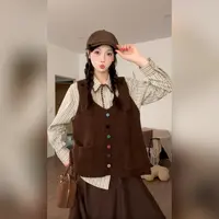 VGVL马甲秋季小众温柔感镂空针织背带马甲女50147