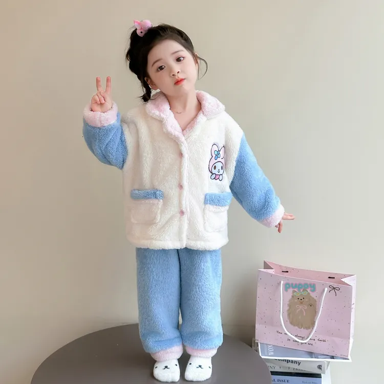 儿童睡衣女童秋冬款2025新款女宝宝卡通美乐蒂开衫可爱家居服套装