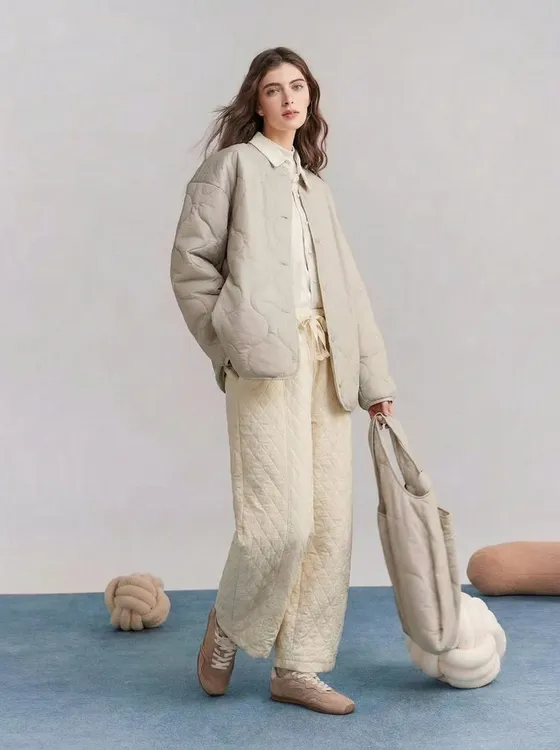 法柜阔腿裤直筒菱形镰刀香蕉裤小众百搭保暖菱形格裤加厚冬季舒适