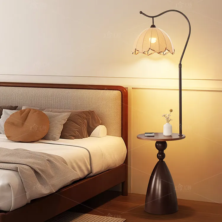 莲花台灯落地灯复古置物客厅沙发边几设计感氛围卧室床头边台灯具
