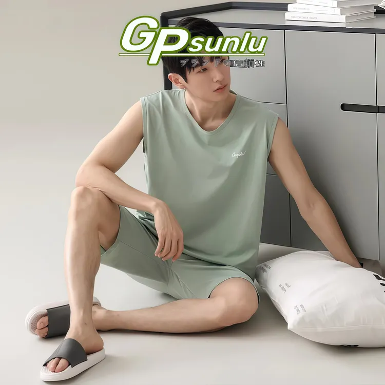 gpsunlu【凉感】莫代尔睡衣男士夏季背心薄款冰丝男款高级感家居服
