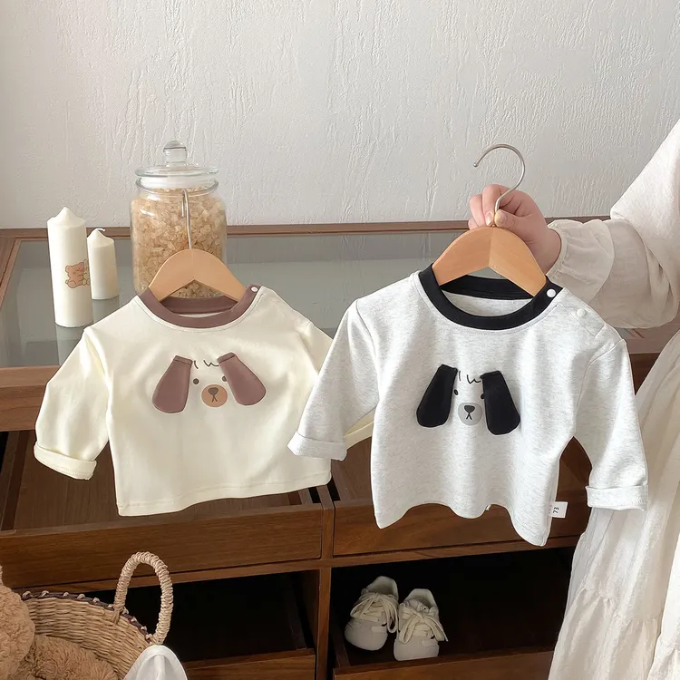 儿童打底衫春秋装新款男女宝宝卡通可爱长袖T恤纯棉上衣婴儿衣服