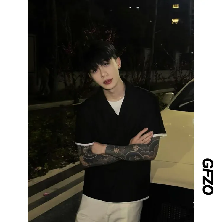 夏季假两件POLO衫短袖休闲高级百搭翻领T恤复古百搭松弛感上衣