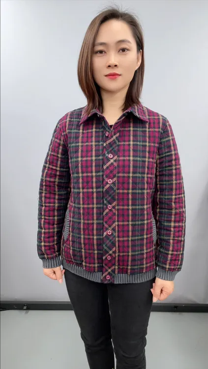 2025新款棉布水洗衬衫领二棉格子开衫