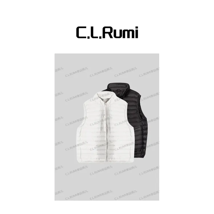 【Rumi精选】“纸片鹅马甲”轻薄宽松抽绳立领保暖鹅绒马甲背心7398bx