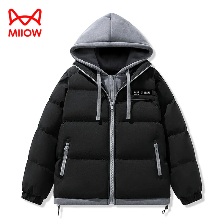 MIIOW CLASSIC/猫人经典假两件棉服加厚保暖休闲户外情侣款外套潮