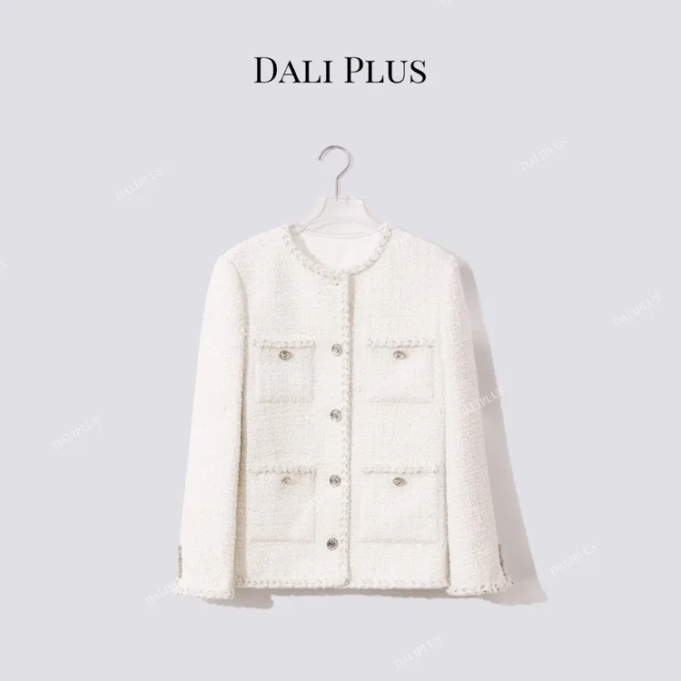 DALI PLUS“手工坊小香风羊毛外套”粗花呢长袖外套-D5TY0114