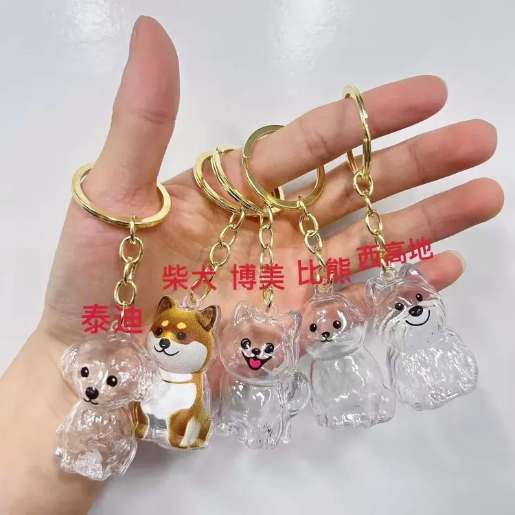 狗狗毛发收纳盒亚克力透明宠物毛发存放卡通收藏钥匙扣纪念防尘盒