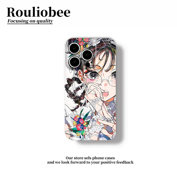 动漫插画女孩适用苹果16promax手机壳iPhone15华为oppo小米14vivo