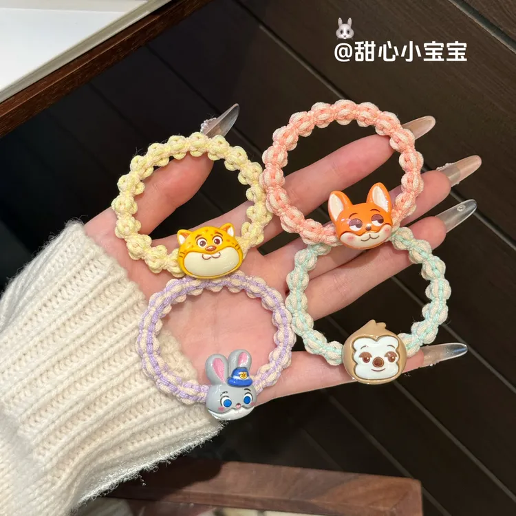 卡通疯狂动物城朱迪尼克发圈ins少女彩编织发绳情侣闺蜜可爱头绳