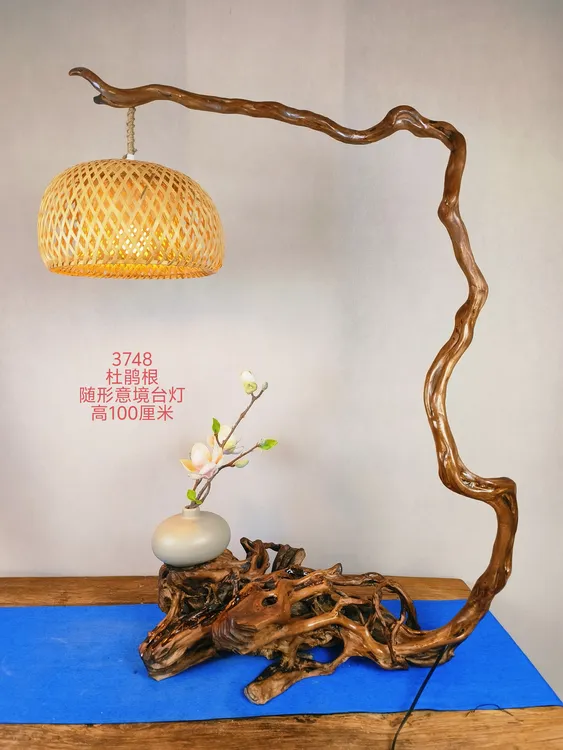杜鹃根随形意境根雕茶灯台灯3748