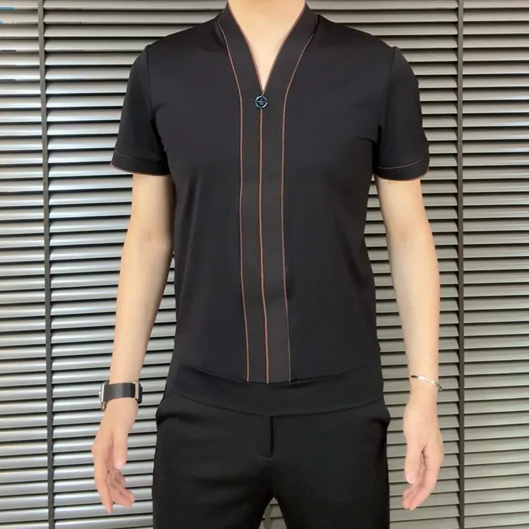 小雨男装｜127春夏新品薄款定制新中式纳米丝无领短袖Polo L