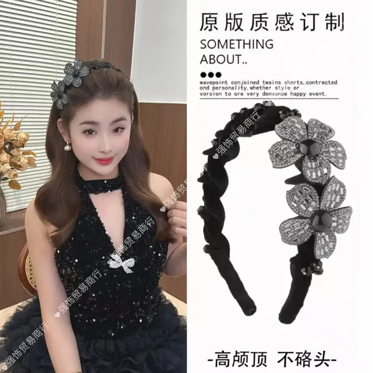 高级感手工丝绒立体花卉轻奢气质发箍花朵高颅顶发复古简约饰品