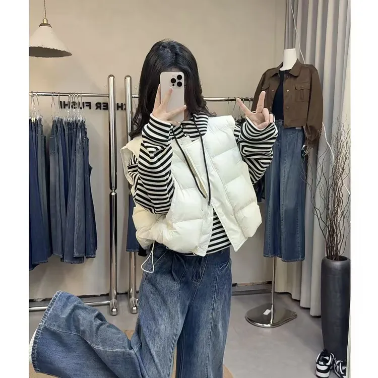 1052短款秋季薄款百搭风拉链圆领马夹加厚百搭网红拼接