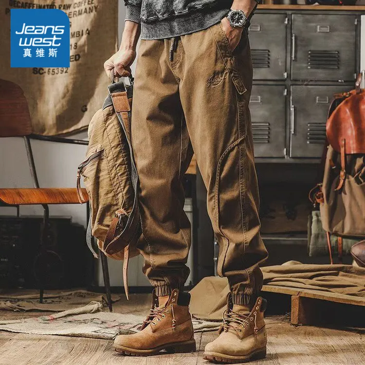 Jeanswest/真维斯美式重磅工装裤男士新款宽松潮流舒适百搭休闲裤
