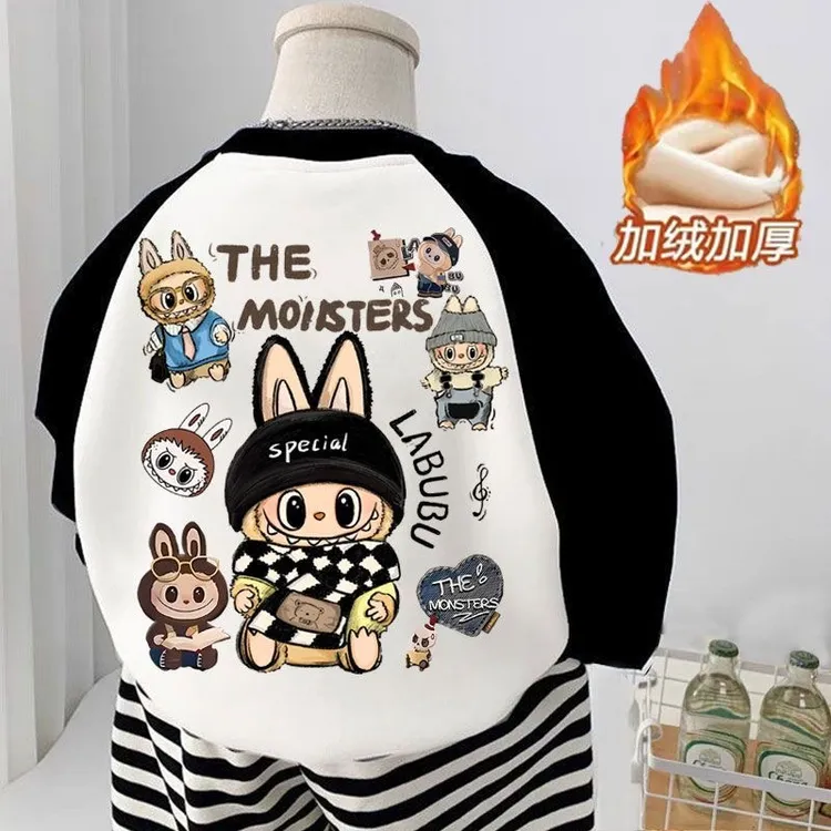 韩国童装上衣2025秋款高货拼色卡通韩版可爱T恤宽松潮男女童卫衣