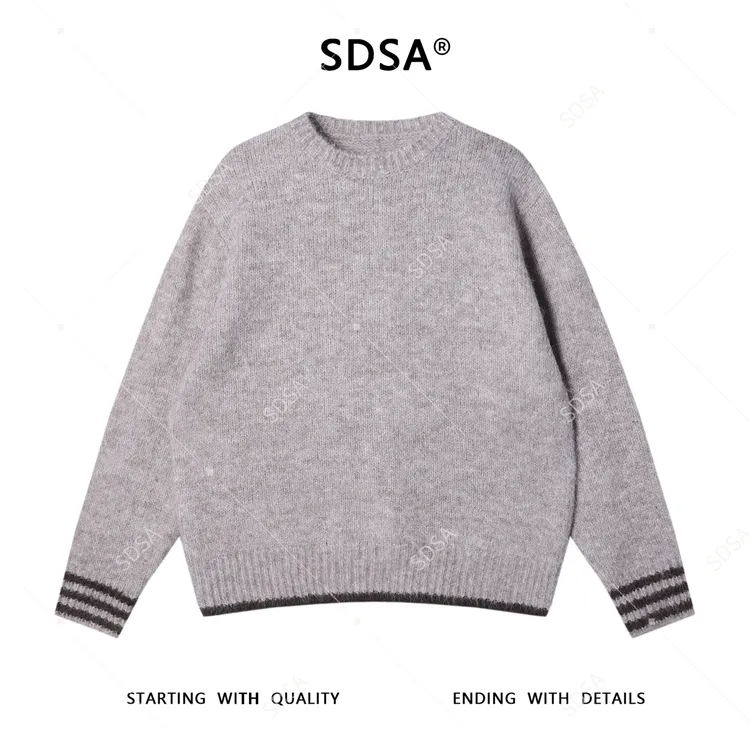 SDSA男士秋冬新款痞帅男装韩版潮牌简约撞色圆领针织衫毛衣百搭