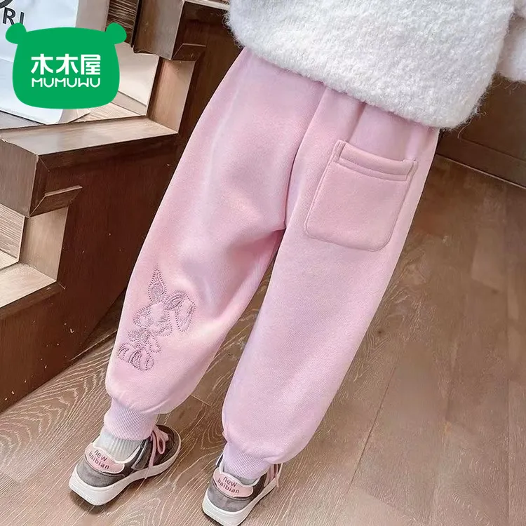 木木屋新款春秋裤子外穿儿童洋气休闲裤女童宝宝冬季加绒保暖卫裤