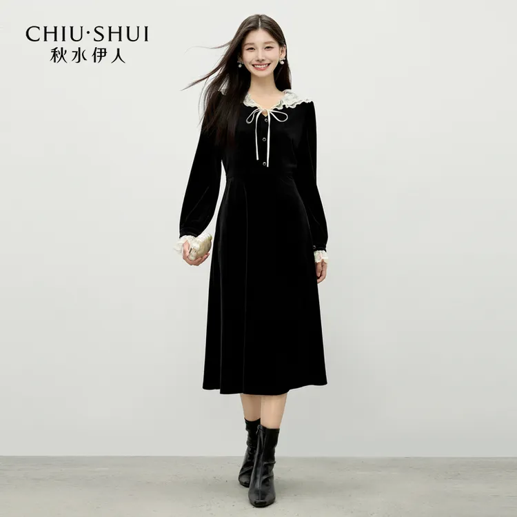 秋水伊人气质裙子2025年冬季新款法式复古连衣裙625409C020156