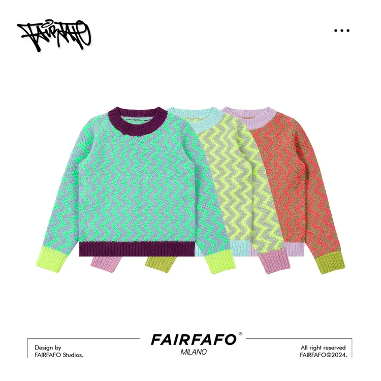 FAIRFAFO林肉肉【条纹撞色针织毛衣】MYBL4C052秋冬舒适保暖毛衣