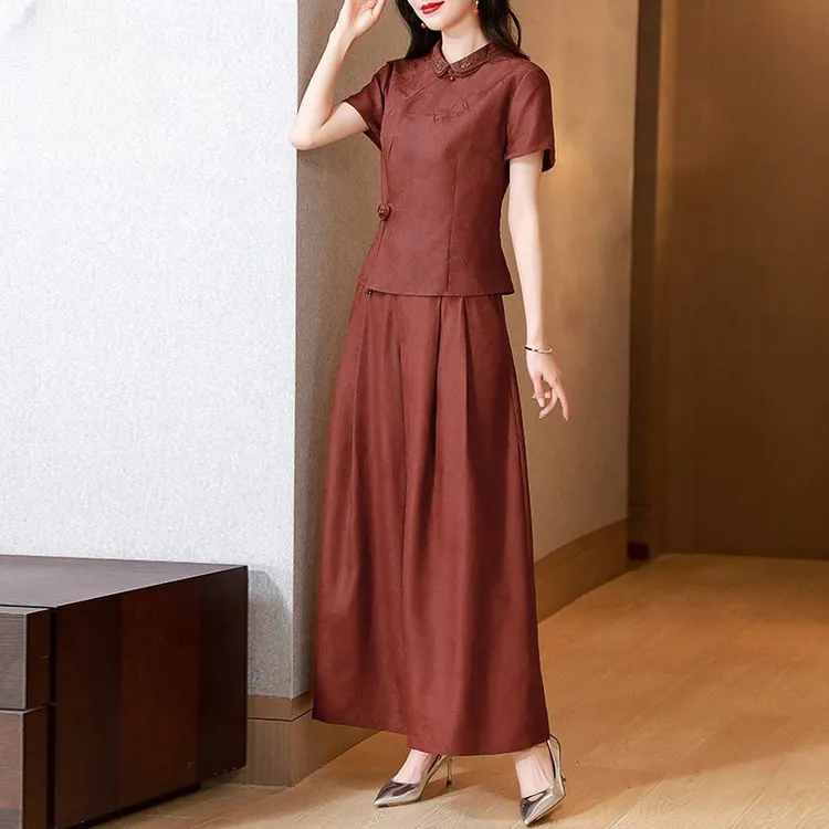 王小鸭香云纱套装女专柜正品高端真丝桑蚕丝红云纱两件套显瘦修身