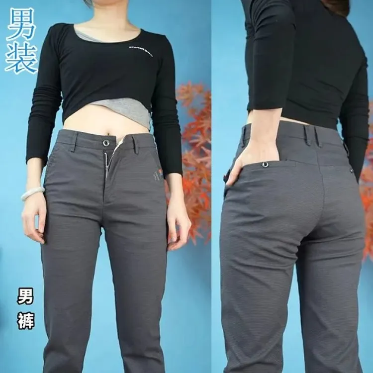华夫格升级面料秋季新款男士休闲裤百搭高端弹力修身显瘦长裤子