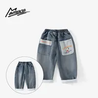 MOMOCO2025冬季男童韩版休闲潮流百搭加绒牛仔裤77430350036